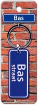 sleutelhanger straatnaam Bas 9 cm staal blauw