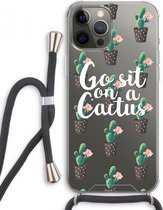 Case Company® - iPhone 12 Pro Max hoesje met Koord - Cactus quote - Telefoonhoesje met Zwart Koord - Extra Bescherming aan alle Kanten en Over de Schermrand