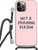 Case Company® - iPhone 12 Pro Max hoesje met Koord - Morning person - Telefoonhoesje met Zwart Koord - Extra Bescherming aan alle Kanten en Over de Schermrand
