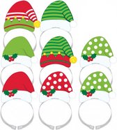 diadeem Kerstman groen/rood/zilver one-size 8 stuks