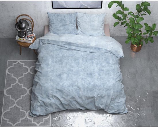 Sleeptime Flanel Twin Washed Cotton Dekbedovertrekset - Lits-Jumeaux - 240 x 200/220 + 2 kussenslopen 60x70 - Blauw van Merkloos — afbeelding 4