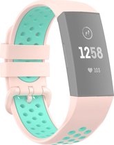 Mobigear Active Siliconen Bandje voor Fitbit Charge 4 - Roze / Groen