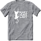Crazy Cat Lady - Katten T-Shirt Kleding Cadeau | Dames - Heren - Unisex | Kat / Dieren shirt | Grappig Verjaardag kado | Tshirt Met Print | - Donker Grijs - Gemaleerd - 3XL
