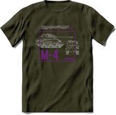 M4 Sherman leger T-Shirt | Unisex Army Tank Kleding | Dames / Heren Tanks ww2 shirt | Blueprint | Grappig bouwpakket Cadeau - Leger Groen - S