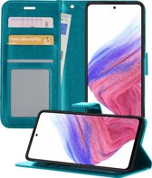 Hoesje Geschikt voor Samsung A53 Hoesje Book Case Hoes Portemonnee Cover Walletcase - Hoes Geschikt voor Samsung Galaxy A53 Hoes Bookcase Hoesje - Turquoise