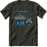 A34 Comet leger T-Shirt | Unisex Army Tank Kleding | Dames / Heren Tanks ww2 shirt | Blueprint | Grappig bouwpakket Cadeau - Donker Grijs - S