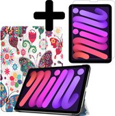 iPad Mini 6 Hoes Book Case Met Screenprotector - iPad Mini 6 Hoesje Cover Case - Vlinders