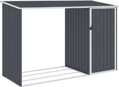 Luxiqo® 2 in 1 Tuinhuis – Metalen Tuinhuis – Tuinhuis met Overkapping – Tuinschuur – Opslagruimte Buiten – Opslag Brandhout – Staal – 245 x 98 x 159 cm