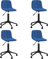 vidaXL Eetkamerstoelen draaibaar 4 st fluweel blauw