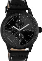 OOZOO Timepieces - Zwarte horloge met zwarte leren band - C10909 - Ø45
