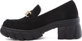 SmileFavorites® Loafers met Hak - Suedine - Zwart - Maat 38