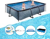 EXIT Zwembad Stone Grey - Frame Pool 220x150x60 cm - Plus bijbehorende accessoires