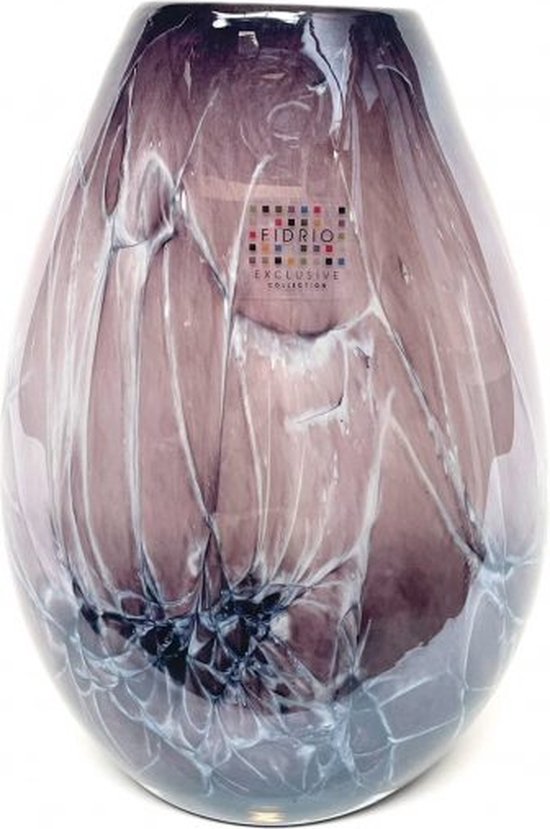 Design vaas Organic - Fidrio MAUVE PURPLE - glas, mondgeblazen bloemenvaas - hoogte 30 cm