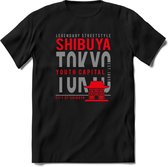 Tokyo - Shibuya | TSK Original & vintage | T-Shirt Heren - Dames | Zilver - Rood | Perfect Cadeau Shirt | Grappige Spreuken - Zinnen - Teksten | Maat 3XL