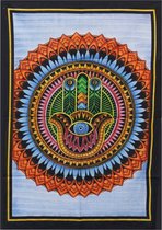 Wandkleed - Hamsa - Katoen - 115x75 cm - Muurdecoratie - Handgeschilderd