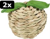 2x # GRASBAL APPEL MET MAISBLAD 7CM