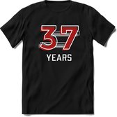 37 Years - Feest kado T-Shirt Heren / Dames - Rood / Grijs - Perfect Verjaardag Cadeau Shirt - grappige Spreuken, Zinnen en Teksten. Maat L