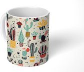 Mok - Koffiemok - Cactus - Patroon - Bloemen - Mokken - 350 ML - Beker - Koffiemokken - Theemok