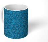 Mok - Koffiemok - Panterprint - Blauw - Design - Dieren - Mokken - 350 ML - Beker - Koffiemokken - Theemok