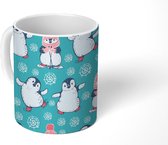 Mok - Koffiemok - Schaatsen - Patroon - Pinguïns - Mokken - 350 ML - Beker - Koffiemokken - Theemok