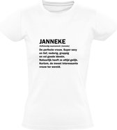 Janneke dames t-shirt | verjaardagskado | jarig | verjaardag kado | Cadeau | Wit