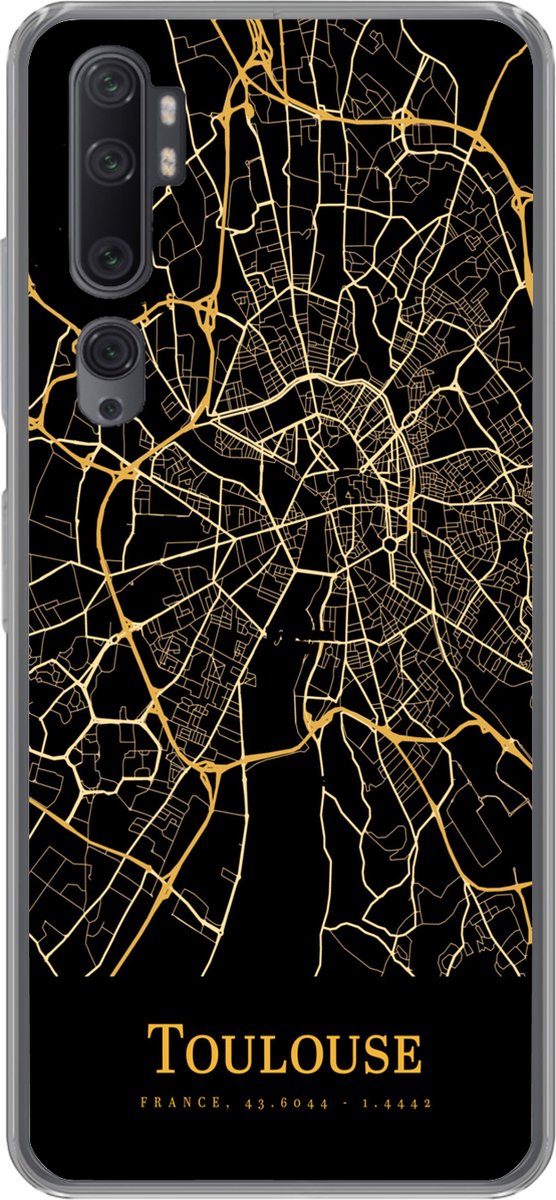 Telefoonhoesje Geschikt voor Xiaomi Mi Note 10 hoesje - Toulouse - Kaart - Goud - Siliconen Telefoonhoesje Telefoonhoesje