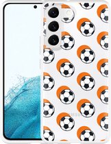 Galaxy S22 Hoesje Soccer Ball Orange Shadow - Designed by Cazy