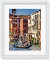 HAES DECO - Cadre photo en bois avec passe-partout Venezia blanc pour 1 photo format 30x40 ou 40x50 -SP13050