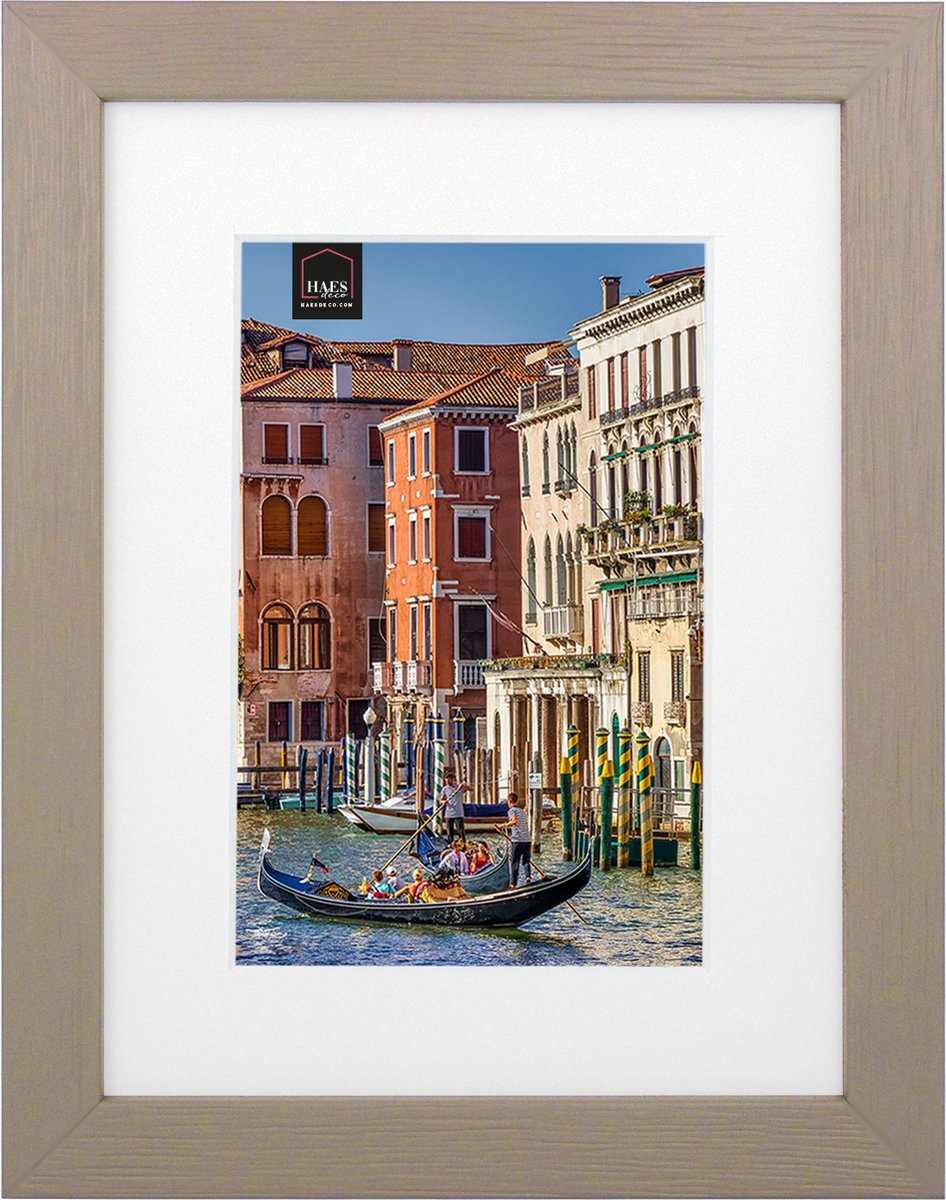 HAES deco Houten Fotolijst met Passe-partout Venezia bruin voor 1 foto formaat 15x20 of 20x30 -SP12830