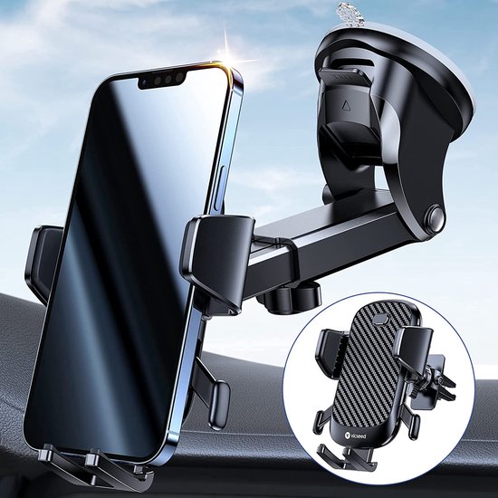 Mobiele telefoonhouder auto, voor Kia Stonic 2024 2023 2022 2021 2020-2017 stabiel en 360° rotatie Car Phone Holder [One Hand Operation] Phone Holder Car Auto Telefoonhouder,Black