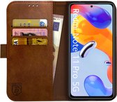 Rosso Element Book Case Wallet Hoesje Geschikt voor Xiaomi Redmi Note 11 Pro (5G) | Portemonnee | 3 Pasjes | Magneetsluiting | Stand Functie | Bruin