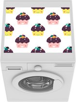 Wasmachine beschermer mat - Design - Muffin - Gezicht - Patroon - Breedte 55 cm x hoogte 45 cm