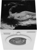 Wasmachine beschermer mat - Vrouw met een papegaai - Gustave Courbet - Breedte 60 cm x hoogte 60 cm