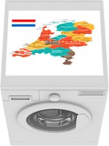 Wasmachine beschermer mat - Nederland - Kaart - Wit - Breedte 55 cm x hoogte 45 cm