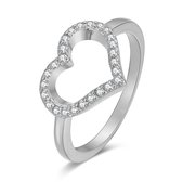 Twice As Nice Ring in zilver, open hart, 12 mm, zirkonia  54