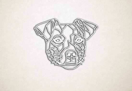 Line Art - Hond - Jack Russel - M - 60x77cm - Wit - geometrische wanddecoratie