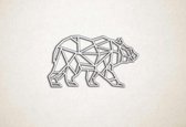 Wanddecoratie - Lopende beer - M - 50x90cm - EssenhoutWit - muurdecoratie - Line Art