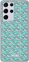 6F hoesje - geschikt voor Samsung Galaxy S21 Ultra -  Transparant TPU Case - Minecraft - Diamonds! #ffffff