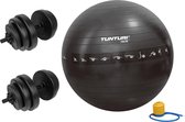 Tunturi - Fitness Set - Vinyl Halterset 28 kg  - Gymball Zwart met Anti Burst 75 cm