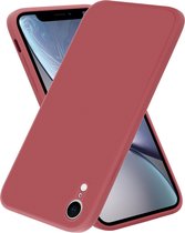 ShieldCase geschikt voor Apple iPhone Xr vierkante silicone case - donkerrood - Siliconen hoesje - Shockproof case hoesje - Backcover case - Bescherming