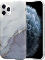 Shieldcase Marmeren geschikt voor Apple iPhone 11 Pro Max hoesje - wit/grijs - Hardcase hoesje marmer look - Wit & Grijs kleurig telefoonhoesje marmeren uitstraling - Book Case - Backcover beschermhoesje