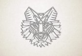 Line Art - Wolf 1 - XS - 25x25cm - EssenhoutWit - geometrische wanddecoratie