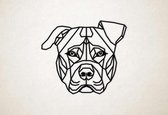 Line Art - Hond - Pitbull - M - 60x69cm - Zwart - geometrische wanddecoratie