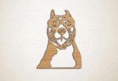Wanddecoratie - Hond - Pitbull - M - 78x60cm - Eiken - muurdecoratie - Line Art