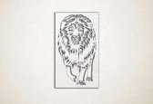 Wanddecoratie - Wandpaneel leeuw tijger - M - 90x53cm - EssenhoutWit - muurdecoratie - Line Art