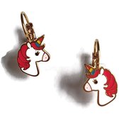 Aramat jewels ® - Kinder oorhanger eenhoorn zweerknopjes goudkleurig chirurgisch staal 14x10mm