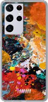 6F hoesje - geschikt voor Samsung Galaxy S21 Ultra -  Transparant TPU Case - Colourful Palette #ffffff