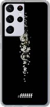 6F hoesje - geschikt voor Samsung Galaxy S21 Ultra -  Transparant TPU Case - White flowers in the dark #ffffff