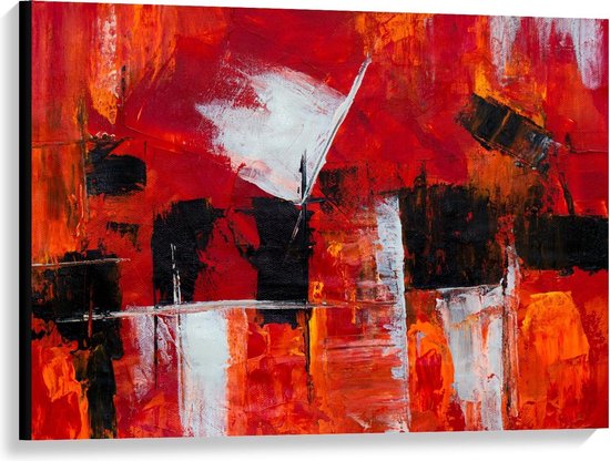 Canvas  - Rode Abstracte Kunst - 100x75cm Foto op Canvas Schilderij (Wanddecoratie op Canvas)