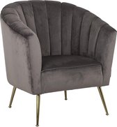 ByKohler Fauteuil Shelly velvet taupe met gouden poten
